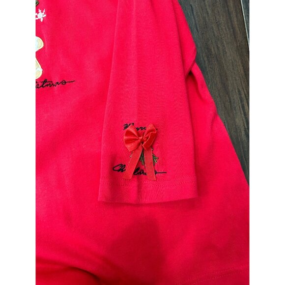Alyssa Whitmore Womens Christmas Top Gingerbread Man Bow Design - Picture 5 of 9